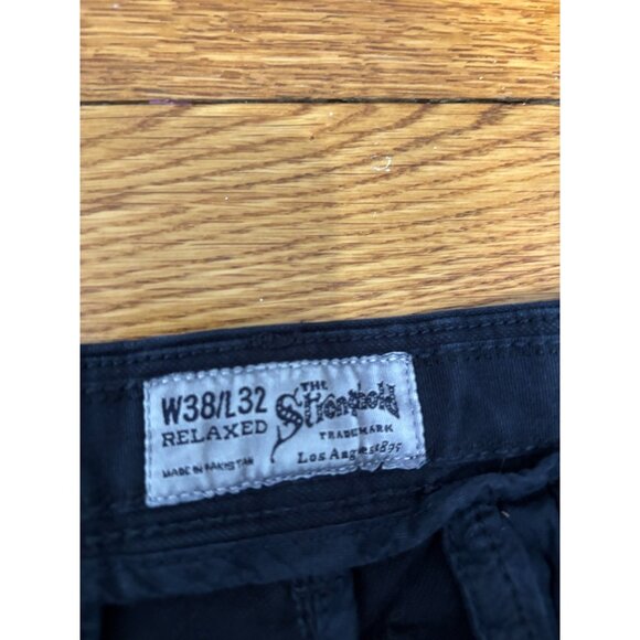 The Stronghold Men's Relaxed Straight Pants Trousers Navy Blue Twill Sz 38x32 - Picture 2 of 5